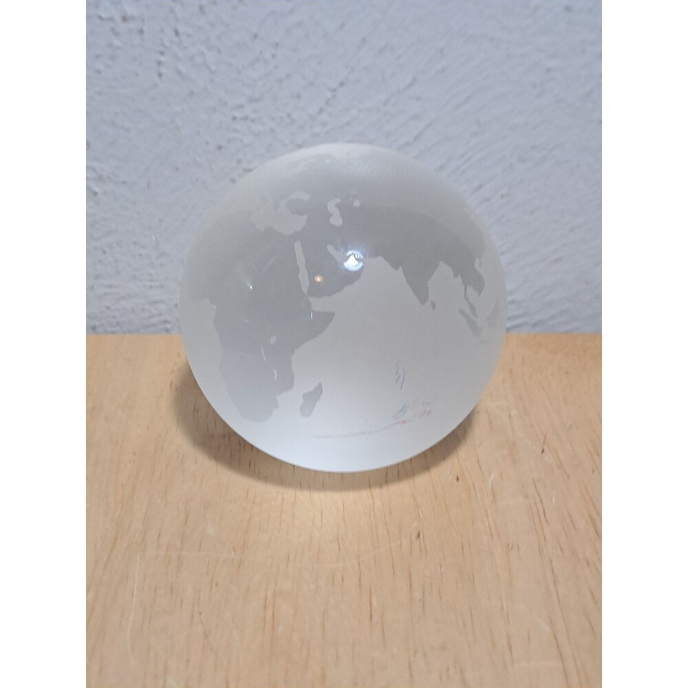 Tiffany & Co. Globe Etched Glass Crystal Paperweight Made in Austria